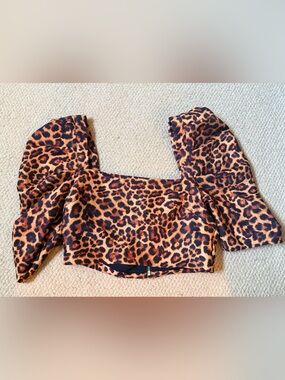 NWT- Lovers + Friends Leopard Print Square-Neck Crop Top Size S